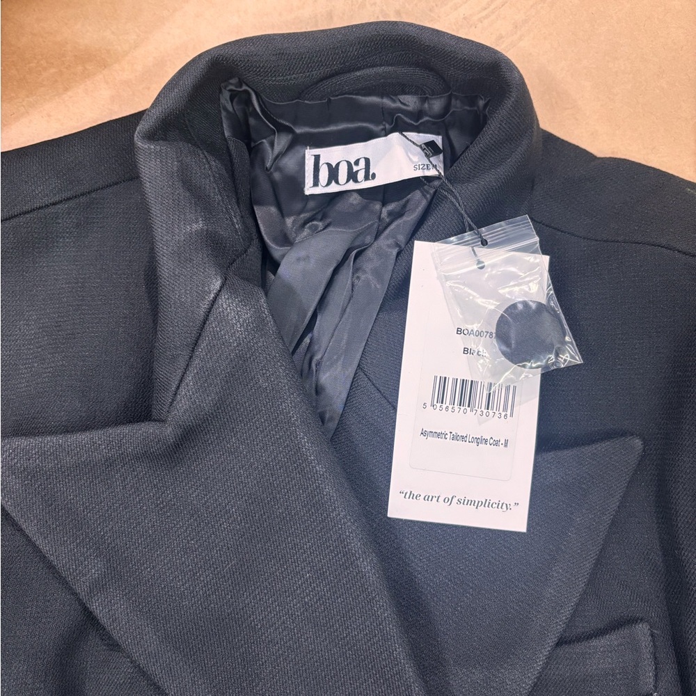 BOA Black Asymmetric Tailored Longline Coat